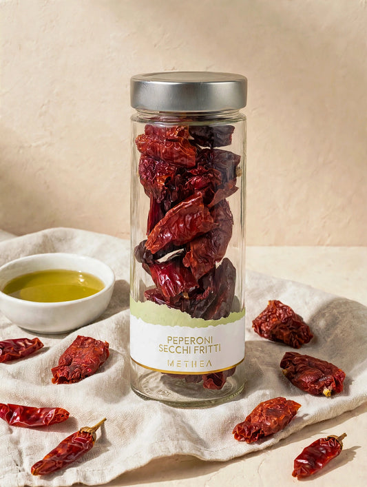 METHEA FOOD: PEPERONI SECCHI FRITTI - Scatola da 20 vasetti